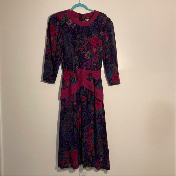 Vintage Plaza South Floral Paisley Dress | Size 2 | Golden Girls | 80s Ladies - Picture 1 of 10